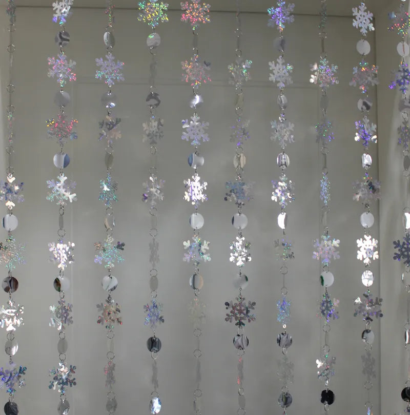 Christmas Decoration Home Curtain Snowflakes Laser sequins PVC Glitter Door Curtain Christmas tree Ornaments