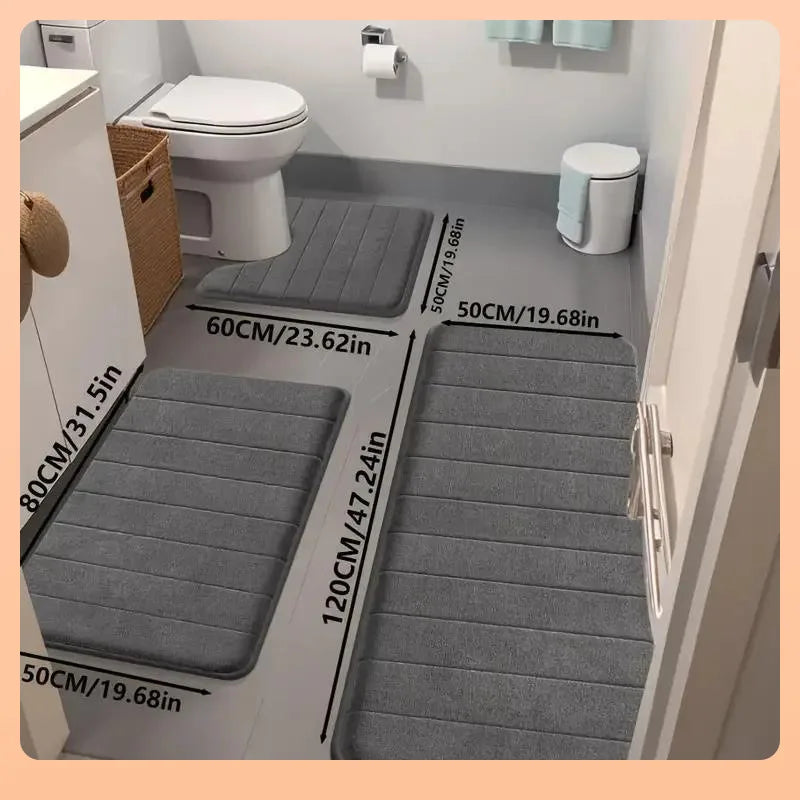 3pcs Fast Absorbent Memory Foam Strip Floor Mat Set. Carpet, Kitchen Area Rugs