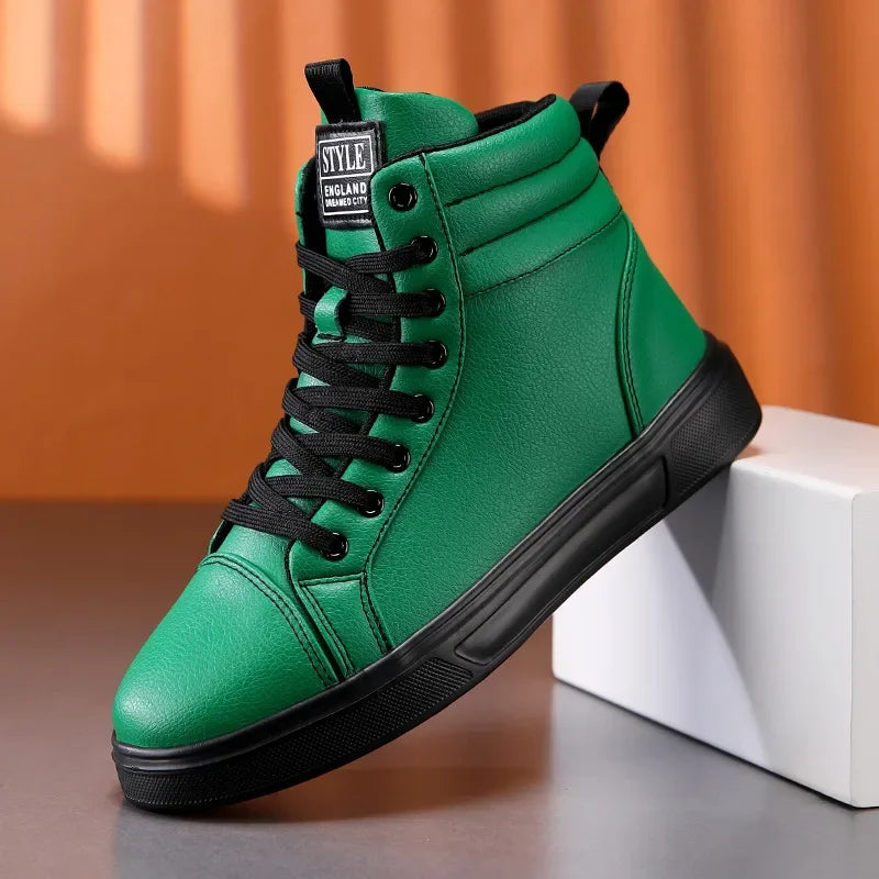 2026 Spring Fashion Red Men's Sneakers High Top Skateboarding Shoes for Men Women Comfortable Unisex Leather Sneakers Size 35-46