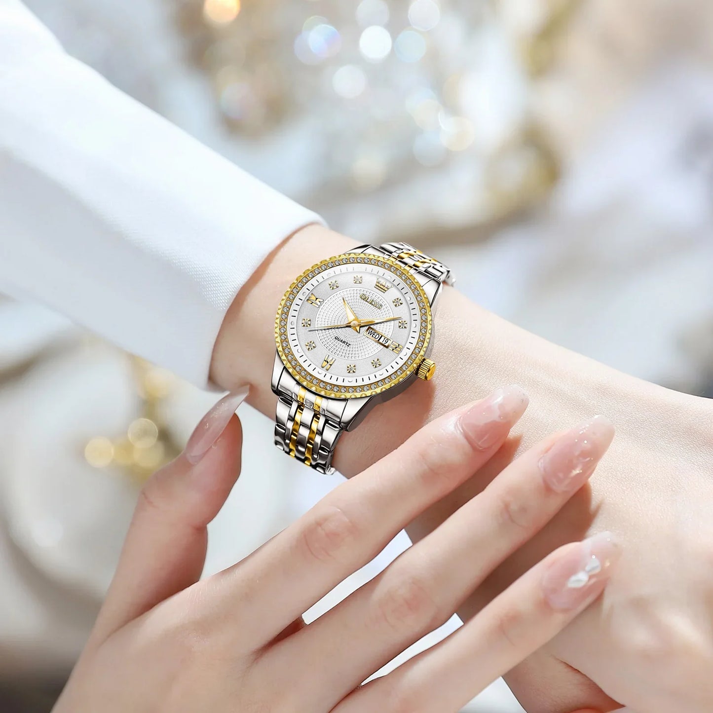 OLEVS Luxury Quartz Watch for Women Stainless Steel Elegant Women's Watches Luminous Waterproof Original Fashion Lady Wristwatch