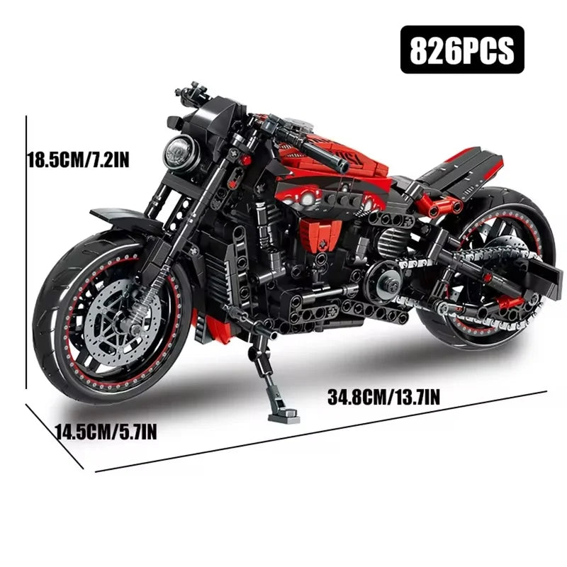 High-tech Classic 800+Pcs Motorbike Building Model Blocks City Road Racer Bricks Moto Christmas Gifts Toys for Kid Boys Adult