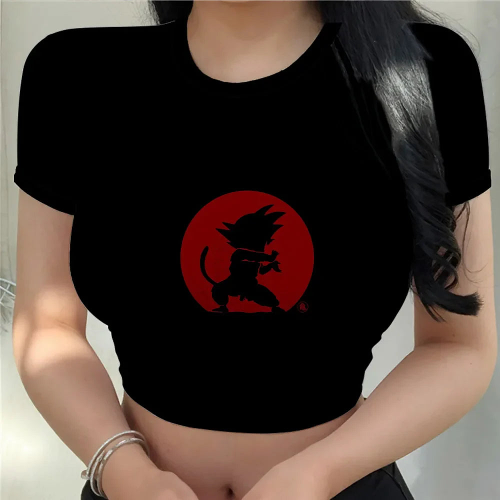 Crop Top Fashion Tops Harajuku Kawaii Clothes T-shir T Shirt Cool Goku Dragon Ball Z New Clothing Y2k Sexy Vegeta Anime Women Z