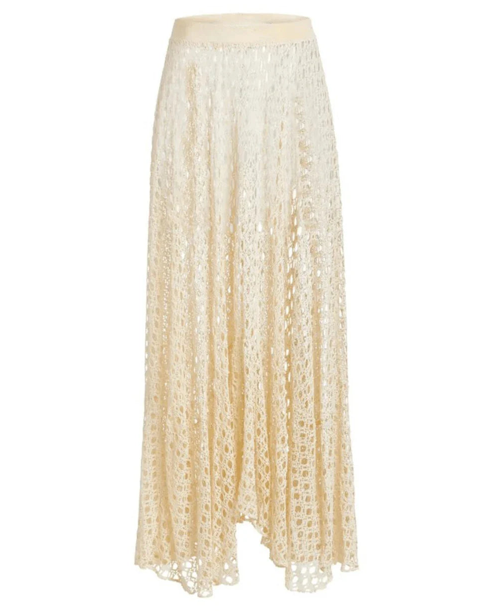 Luxury Crochet Skirt Long Sleeved Swimwear Solid Color Beachwear Beach Export Women'S Party Exclusive Fashion Split Swimsuit