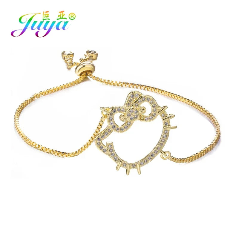 Juya 18K Real Gold Plated Micro Pave Zircon Butterfly Horse Bees Cat Leopard Pendant Necklace For Women Birthday Christmas Gift