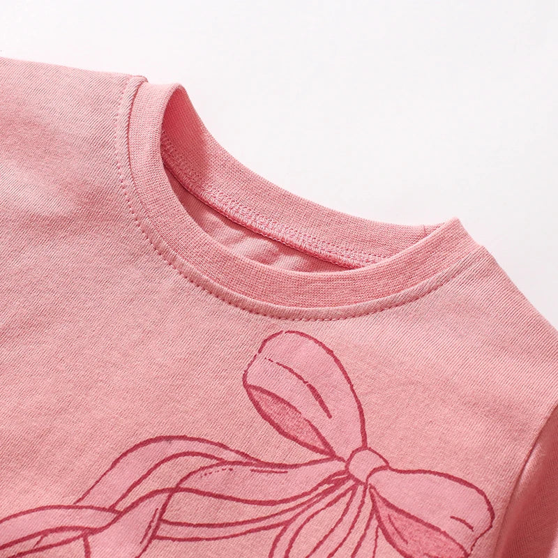 Little Maven Children's Clothing 2024 Autumn Spring Tops Kids Clothes Baby Girls Cartoon Sequin Ballet Shoes T-shirts Cotton