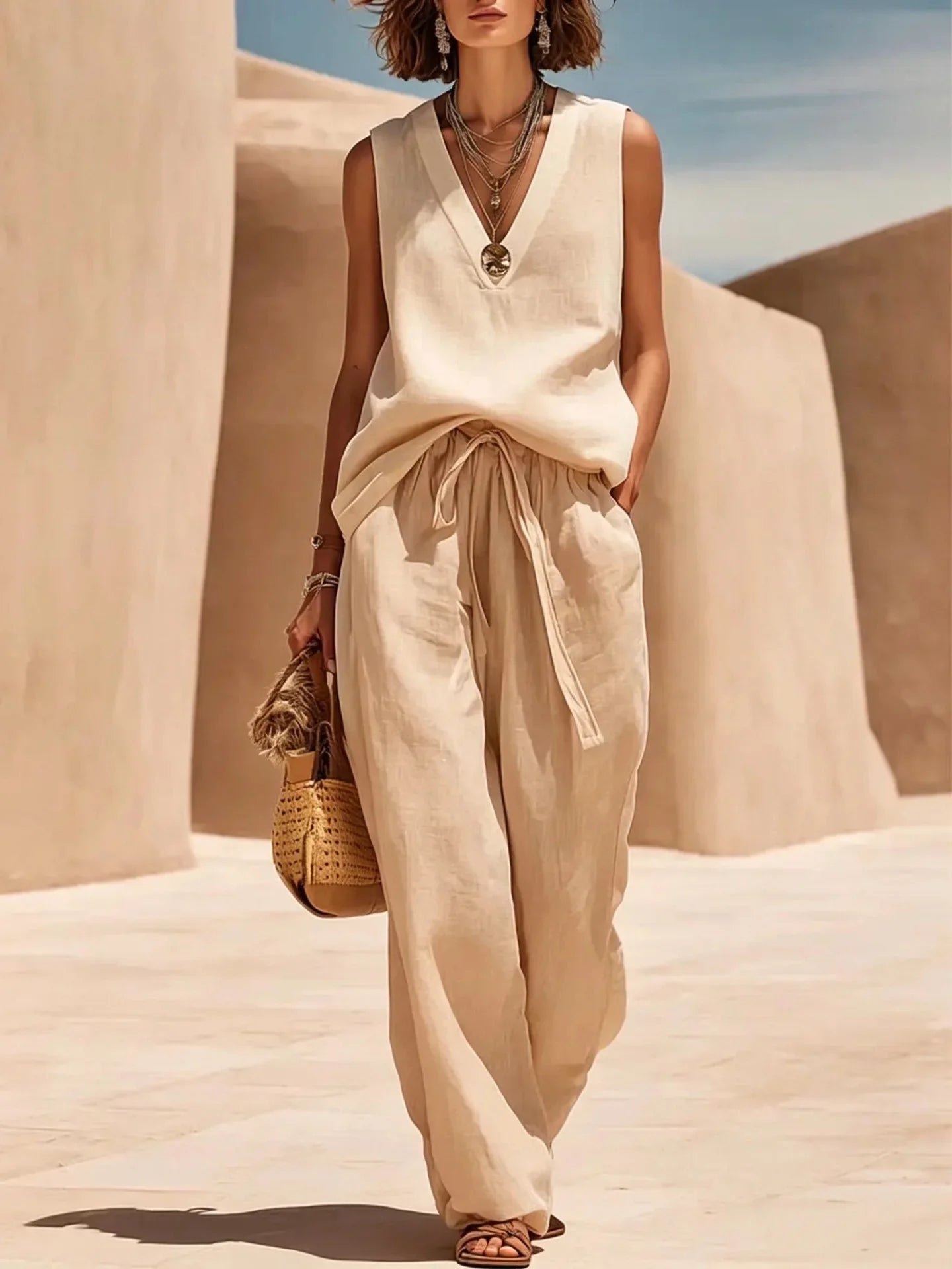 Hot Sale Women Simple Commuter Two Piece Set European Casual Short Sleeve T Shirt Wide Leg Pants Outfit