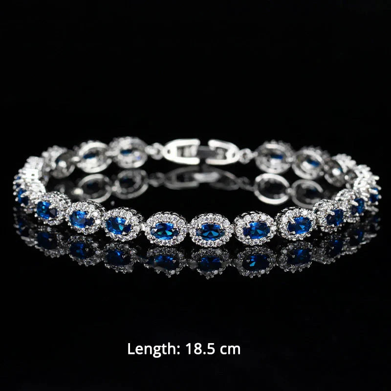 Cubic Zirconia Stone Silver Color Tennis Bracelet