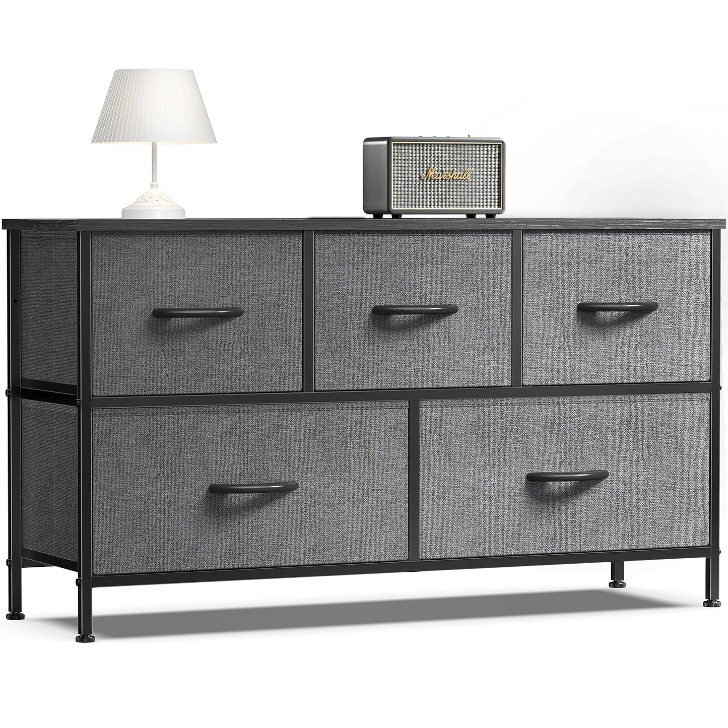 Living Room Display Cabinet  With 5 Fabric Drawers.  Steel Frame Assembly for Clothes.