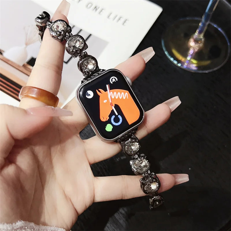 Jewelry strap For Apple Watch band ultra 2 49mm 45mm 41mm 40mm/44mm 38/42 Women Diamond Bracelet iWatch Series 9 8 7 6 5 4 3 SE