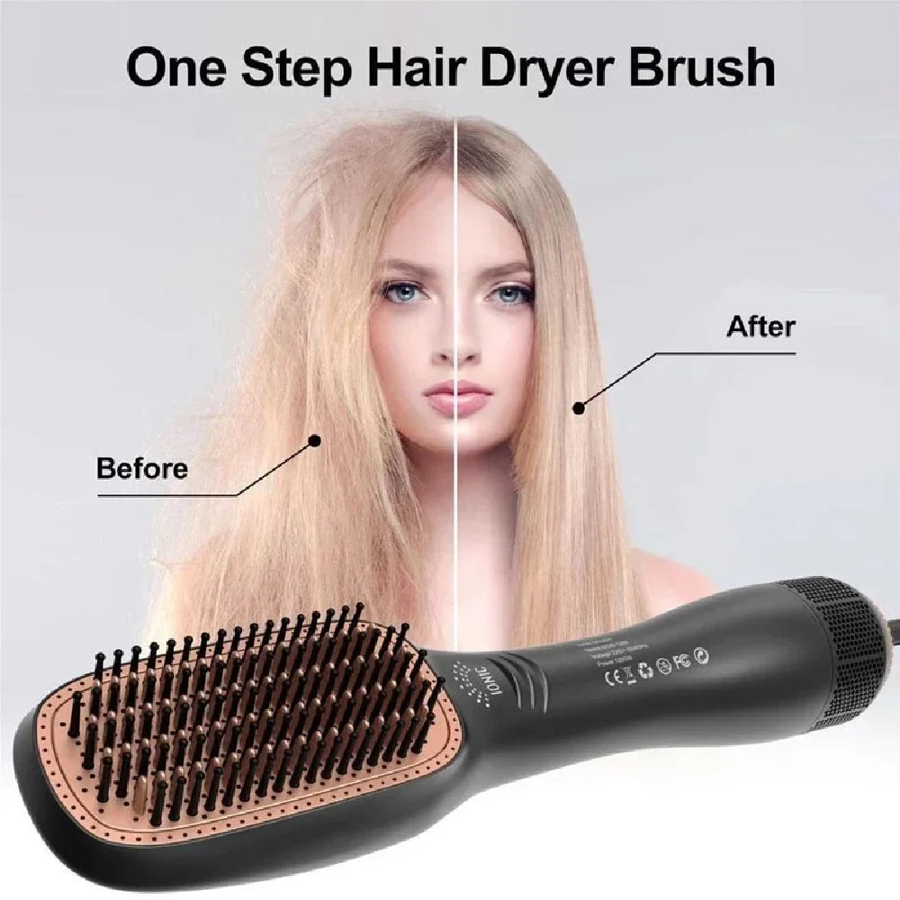 1PCS Hair Dryer Brush Blow Dryer Brush Straightener,3-in-1 1200W Ionic Hot Air Brush Styler with Ceramic & Tourmaline Technology