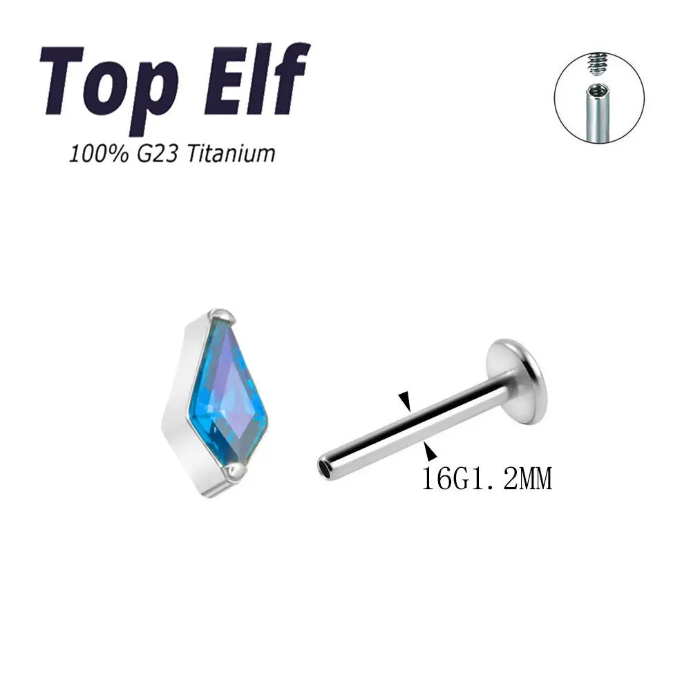 Top Elf ASTM F136 Implant Grade Titanium CZ Zircon Internal Threaded Ear Tragus Piercing Body Jewelry