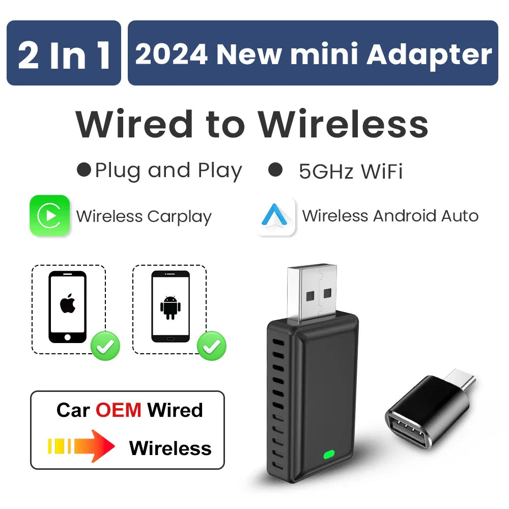 Wireless Android Auto Wireless Carplay Dongle Play and Plug 2in1 Smart  Adapter For Chery Renault Honda Buick Jeep Lexus Mazda