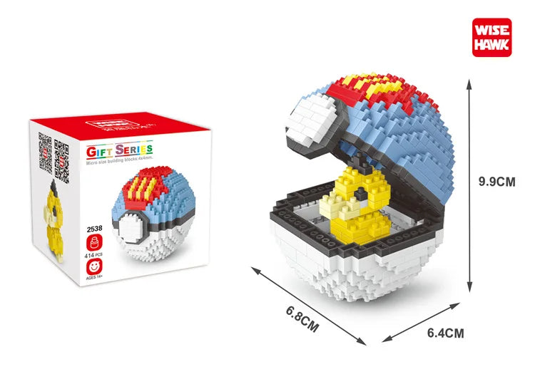 Poke Ball Micro Building Blocks Pikachu Eevee Charmander Psyduck Magikarp Lapras DIY Pokemon Mini Brick Figures Toys For Kids