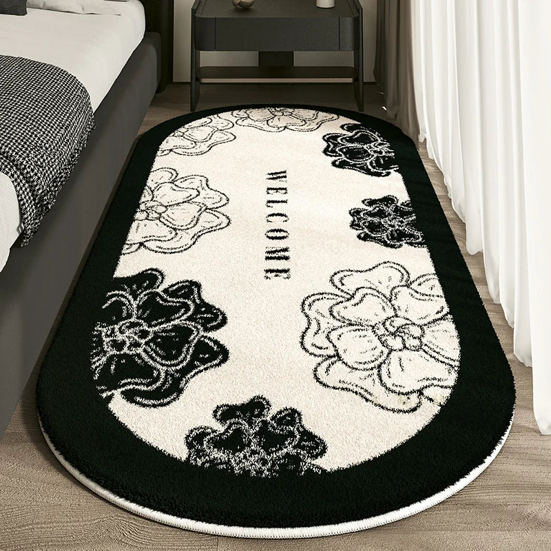 VIKAMA Flannel Fabric Carpet Oval-Shaped Anti-Slip Carpet High-End Texture.