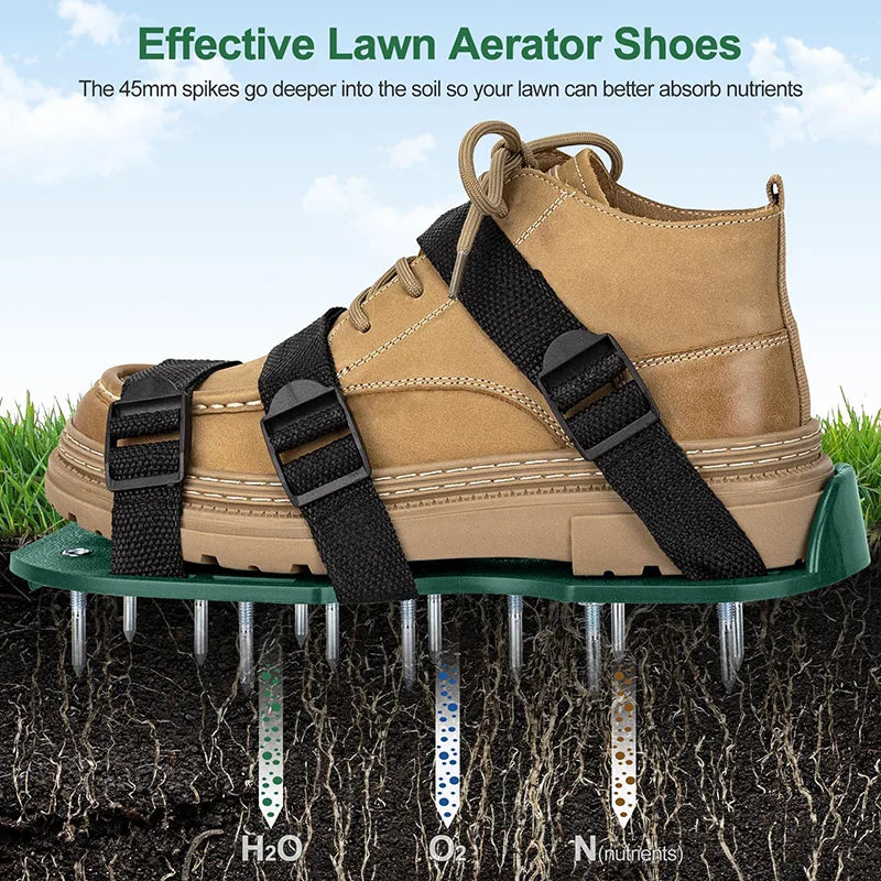 1 Pair Lawn Aerator Shoes for Grass Heavy Duty Spike Shoes with Adjustable Straps for Yard/Garden/Patio Universal Fit Men/Women