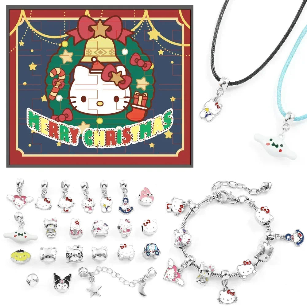 Disney Lilo&Stitch Mickey Christmas Advent Calendar Random Box 24 Days Xmas Countdown Calendar DIY Bracelet Making Kit Gift