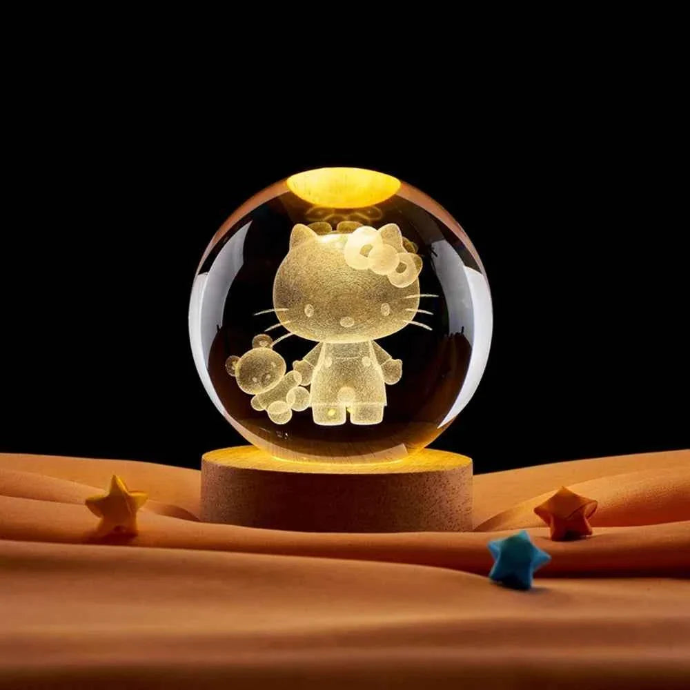 3D Crystal Ball Night Light Laser Carving