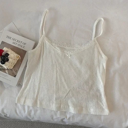 Camisole women's tops Summer short tops 2021 new Vintage lace slim warm joker ladies bottoming cute tops for women Camis