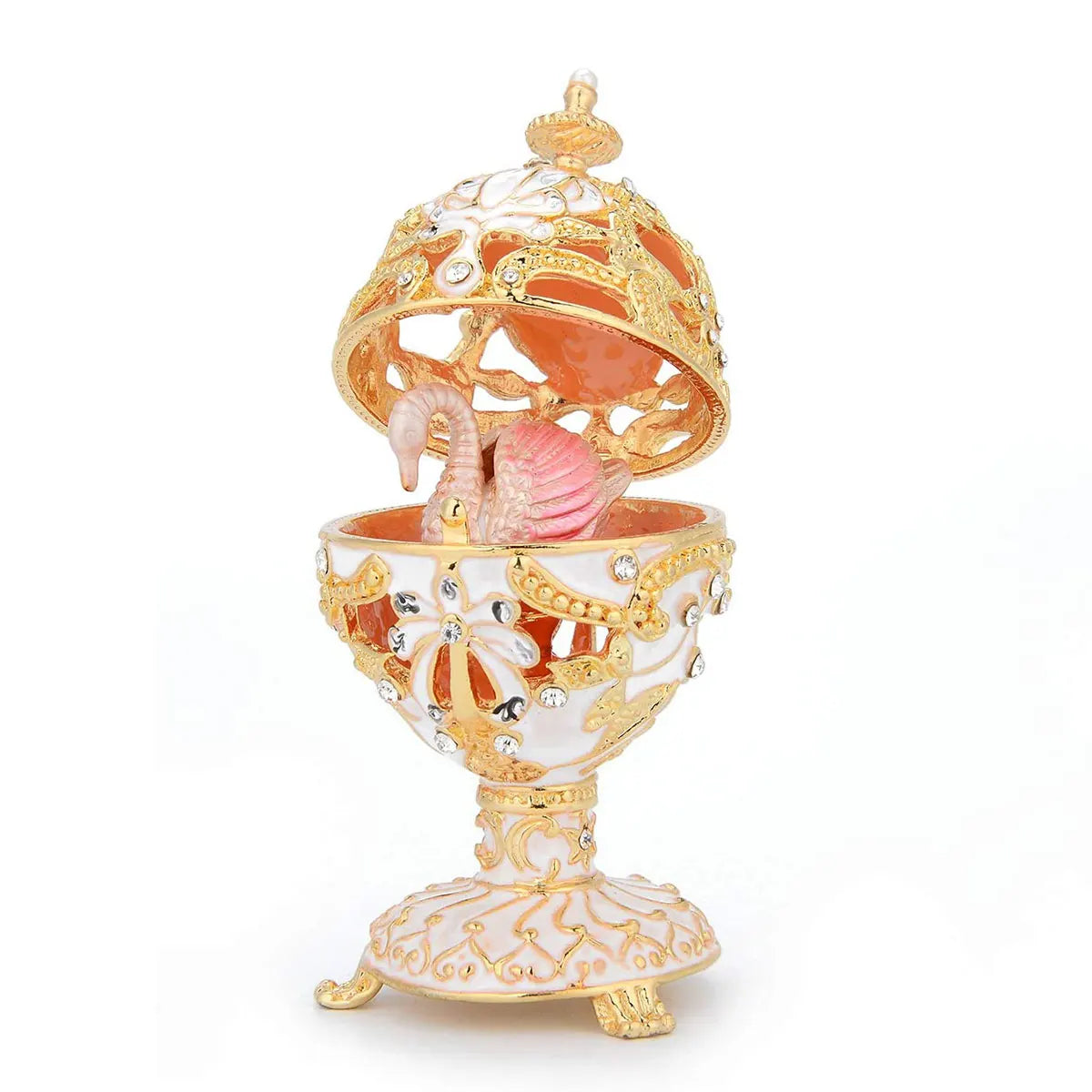 Faberge Egg Style Hand Painted Decorative Trinket Box with Hinged, Classic Ornaments Home Decor, Unique Easter Day Gift