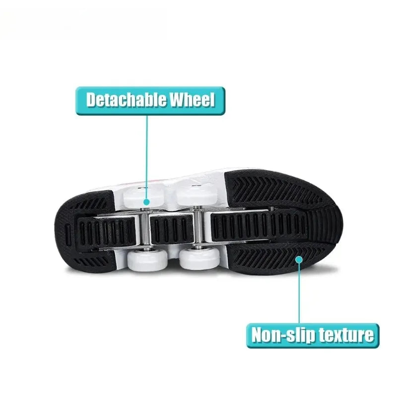 Unisex Automatic Retractable Roller Skates Women's High Top Sports Shoes with Wheels Dual-purpose Skating Sports Shoes