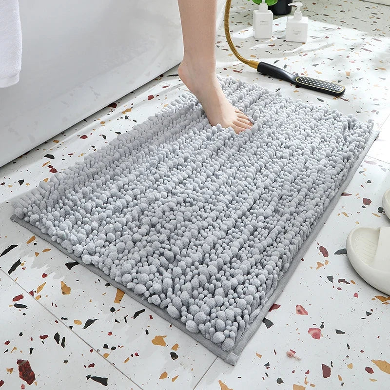 1 piece bathroom carpet bath mat, non-slip super thick lotus pine soft chenille door mat, fluffy foot mat, indoor solid color do
