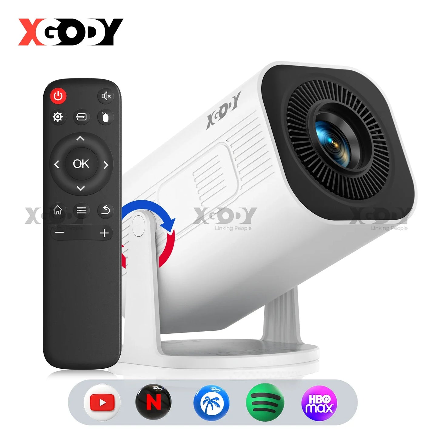 XGODY 260 ANSI 4K Projector Mini Projector Smart Android Keystone Correction Beamer Projectors BT5.0 WIFI6 Home Cinema Portable