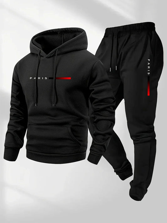 2025 letter printed sportswear set men hooded sweatshirt long pants.