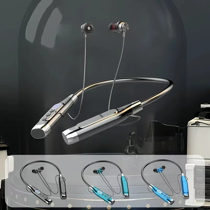 True Stereo Wireless Headphones Bluetooth Neckband Earphones Neckband Magnetic Earbuds LED Display Sports Headset Noise Cancel