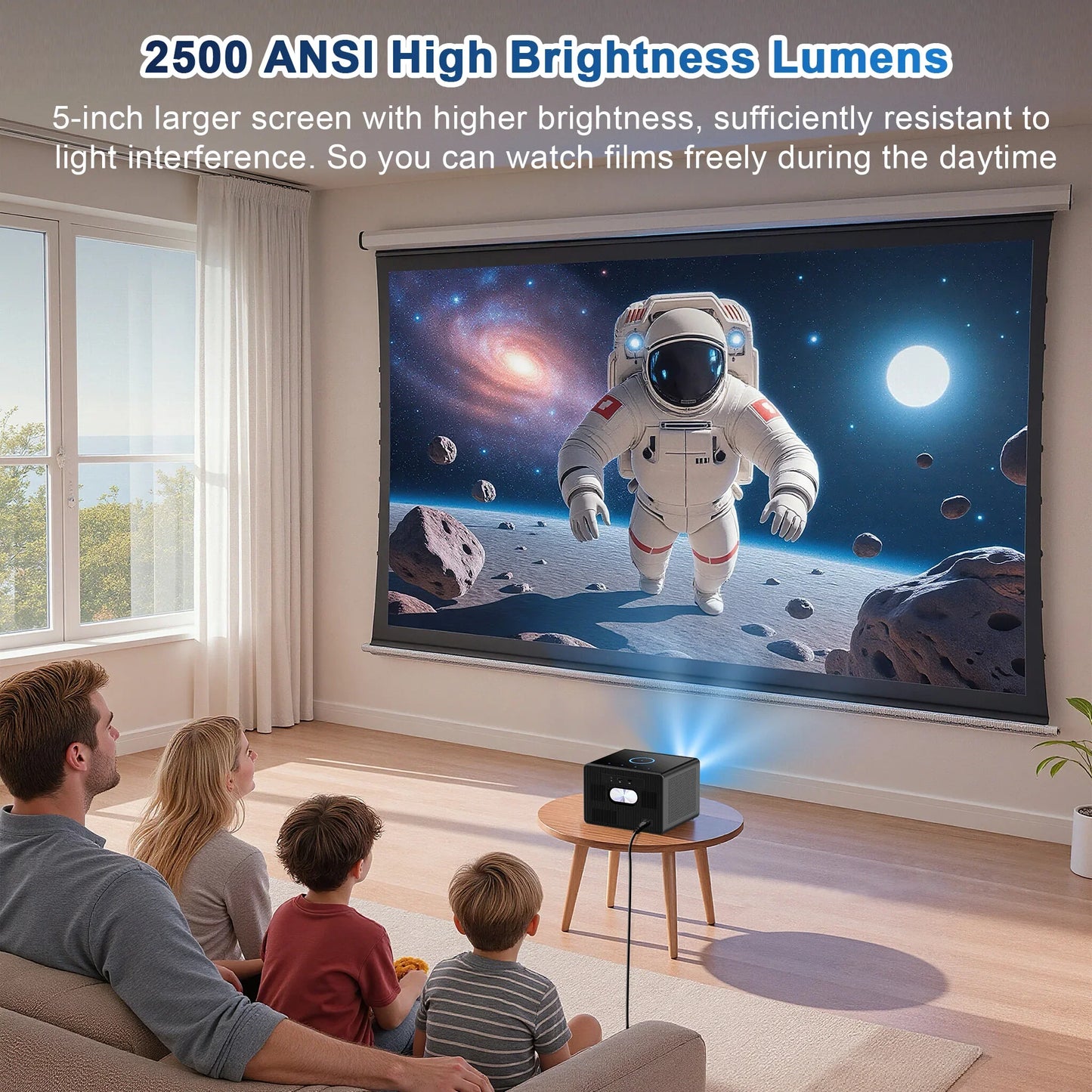 HORLAT Sealed Optical Google TV Projector 3500ANSI Bluetooth Voice Control Auto Focus WiFi 6 4K UHD Home Theater Movie Projector
