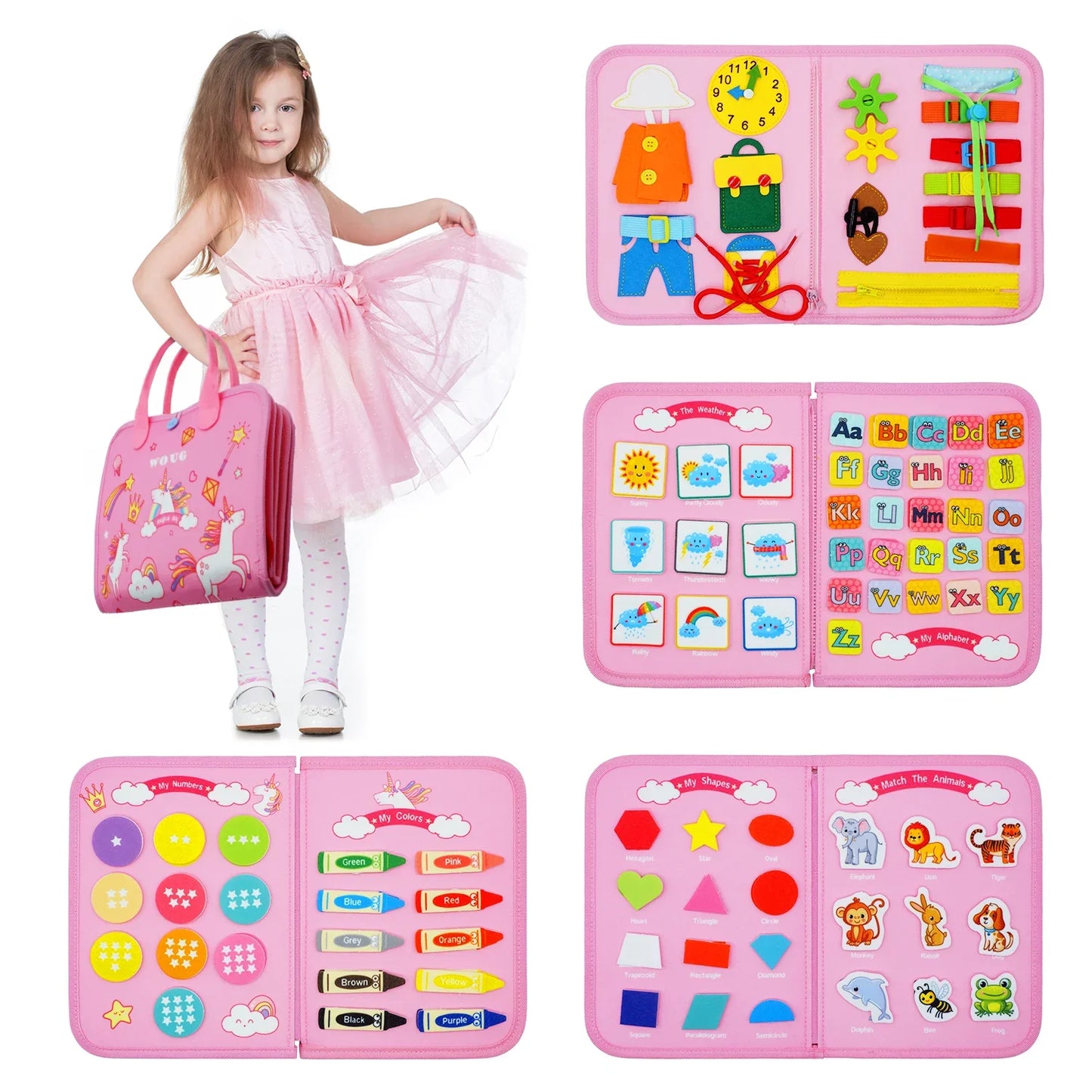 Montessori Busy Board Toys For Toddlers Busy Book For Fine Motor Educational Learning Activities With Life Skills Sensory Toys