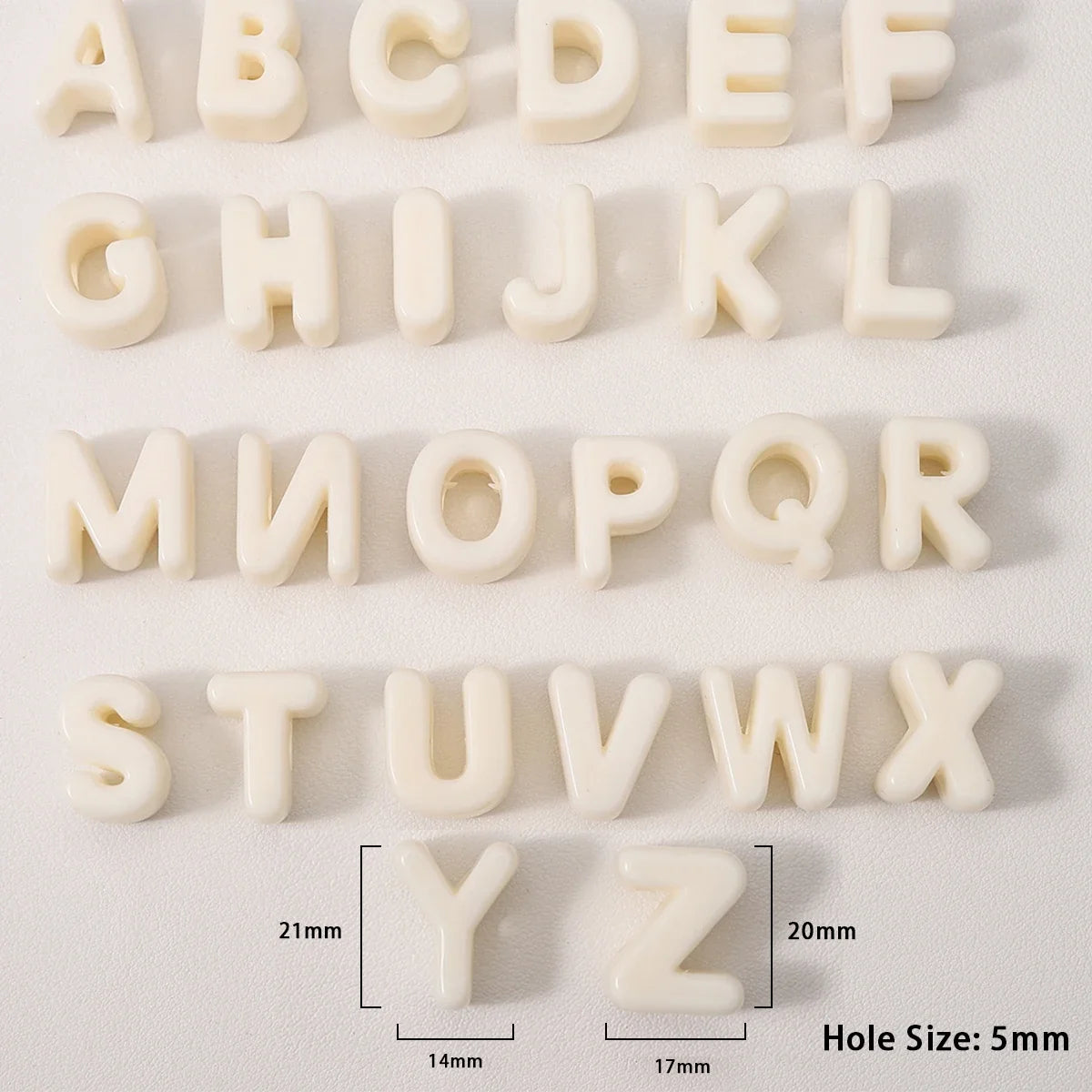 20pcs Beige Acrylic Large Hole Letter Loose Beads DIY Necklace