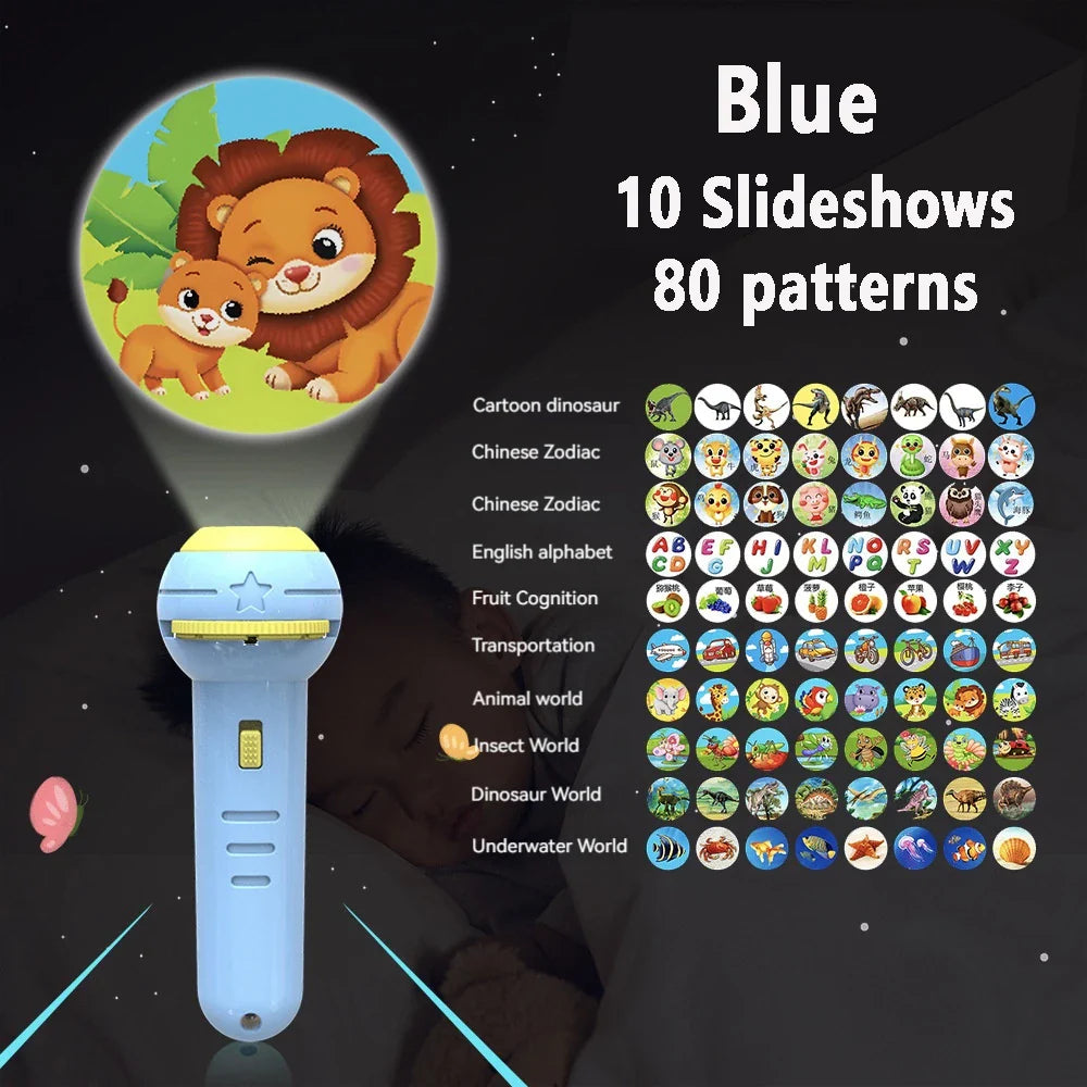 Flashlight Projector Torch Lamp Toy Early Education Cognition Before Bedtime Story Book Puzzle Toys Sleeping Story Book