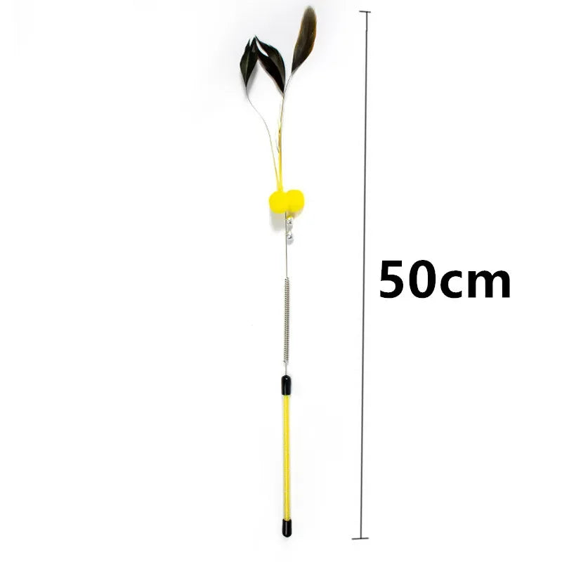 Cat Toy Spring Cat Toys Interactive Steel Wire Feather Toys for Cats Teaser Funny Feather Cats Toy Stick Plush Ball Pet Supplies