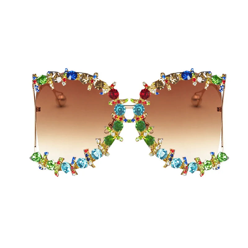 Alloy Oversized Cooling Pearl Sun Glasses Women UV400 2022 Flower Crystal Hip Hop Steampunk Queen Sunglasses  Luxury Brand