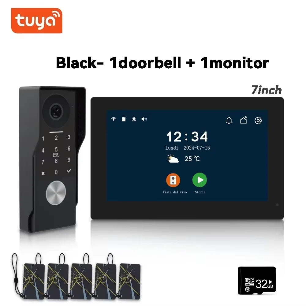 Anjielo 2-Wire TUYA Smart Video Intercom Doorbell Wired 1080P Waterproof Camera WIFI 7/10inch IPS Touch Screen Support IP CCTV
