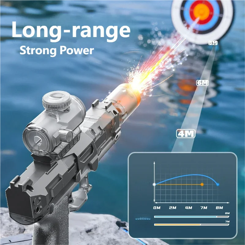 Electric Pulse Water Guns Automatic Water Gun With Led Light Water Blaster Squirt Gun Summer Outdoor Party Toys Gifts For Adult