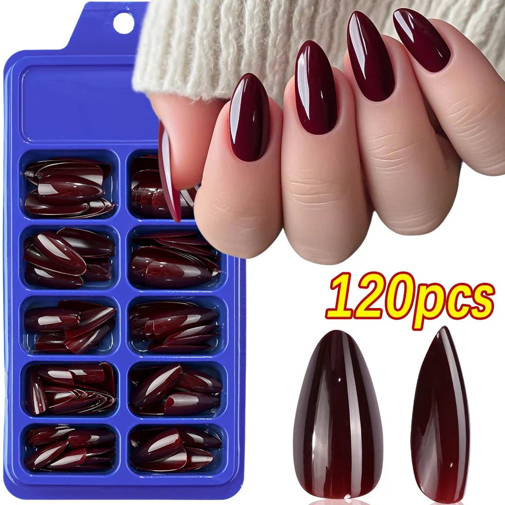 576pcs/Box Colorful Fake Nails Black Red Design, Oval Short Square Press On Mixed Full Cover Nail Tips.