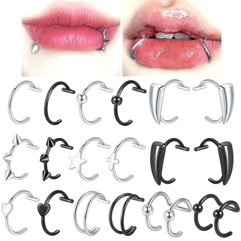 1PC Stainless Steel Fake Nose Ring Hoop Septum Rings Non-Pierced C