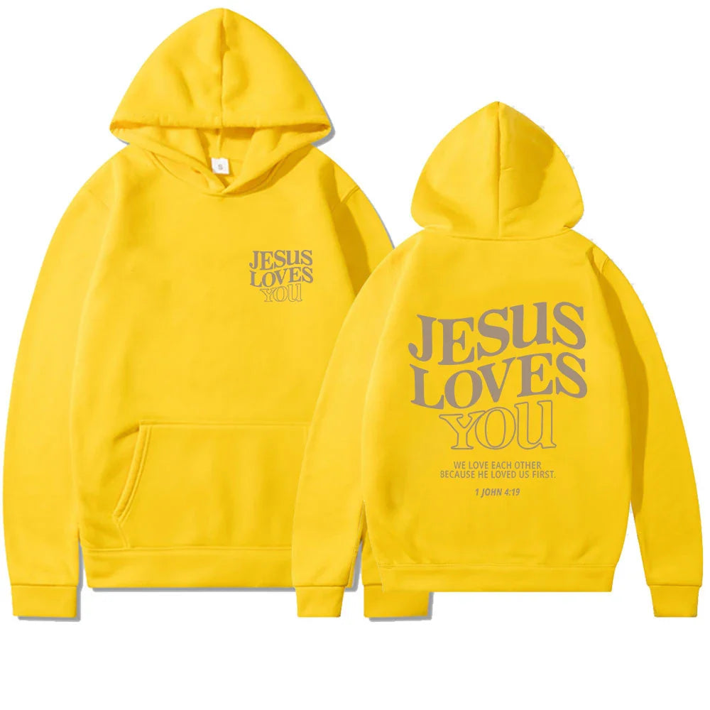 Jesus Loves You Print Hoodies for Women's Y2K Clothes Long Sleeve Fun Graphic Hooded Sweatshirts 2023 Fall Winter Pullover Tops