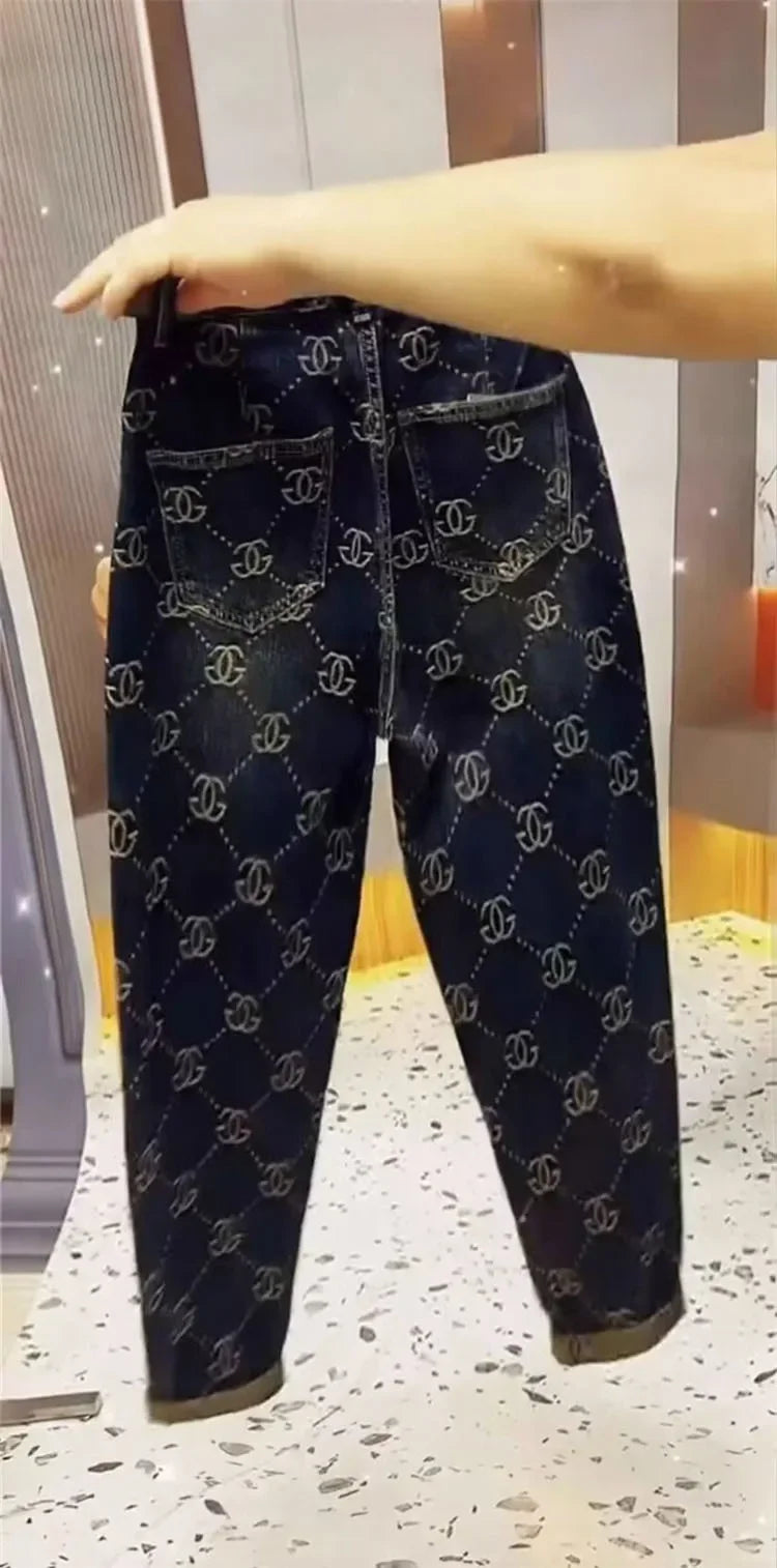 Women's Jeans For Autumn And Winter, High Waist, Loose Fit, Slim Fit, Shopping And Leisure, High-end Brand Pants, 2024 New Item