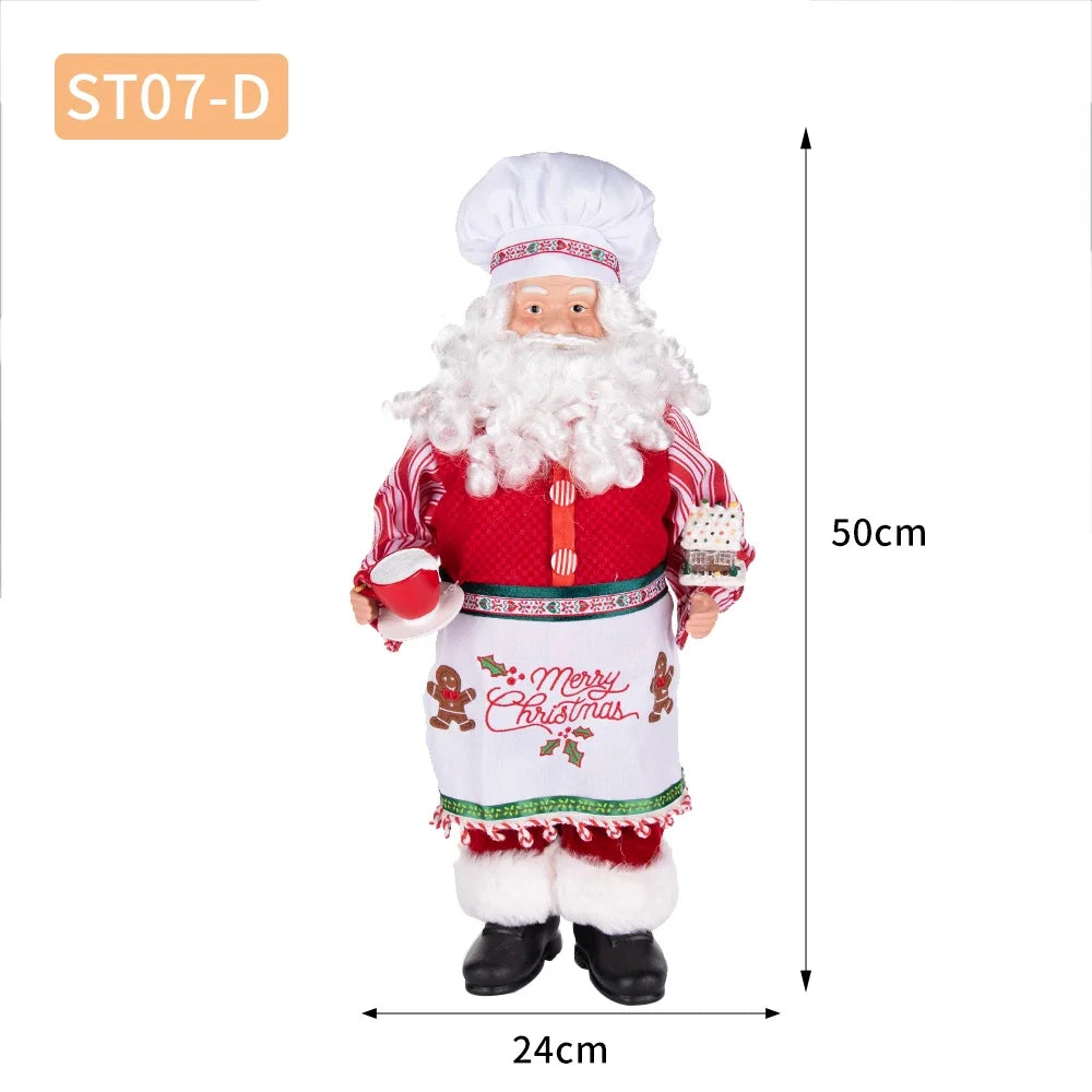 Christmas Holiday Party Supplies Santa Claus Cook 50CM Adorable Gingerbread House Chef Santa Claus Doll For Kitchen Decoration