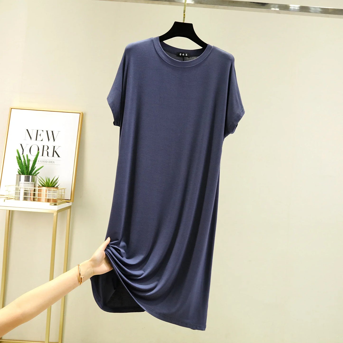 Summer Women's dress Causal Basic T shirt dresses O-Neck Short sleeves Modal A-Line sundress Simple plus size