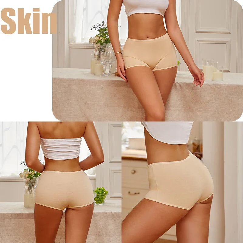 FINETOO 3PCS/SET Women's Cotton Panties Seamless Sports Boxers Underwear Female Solid Color Briefs Cozy Intimate Underpants Soft