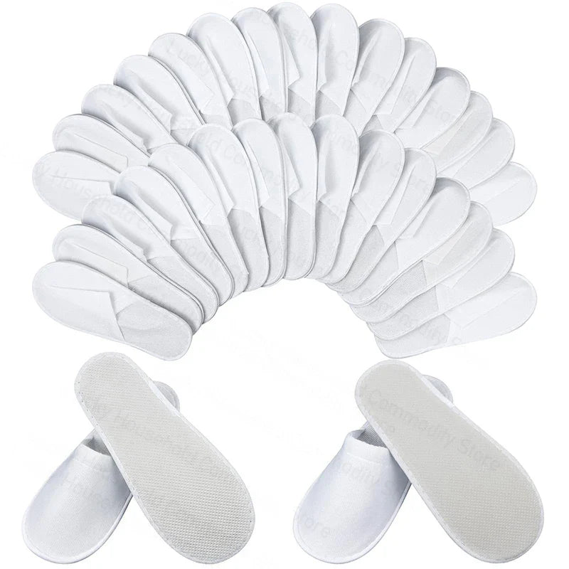 12-320Pairs Disposable Hotel Slippers Customized Wedding Slippers Non-Slip Brushed Slipper Unisex Guest Slippers for Travel/Home