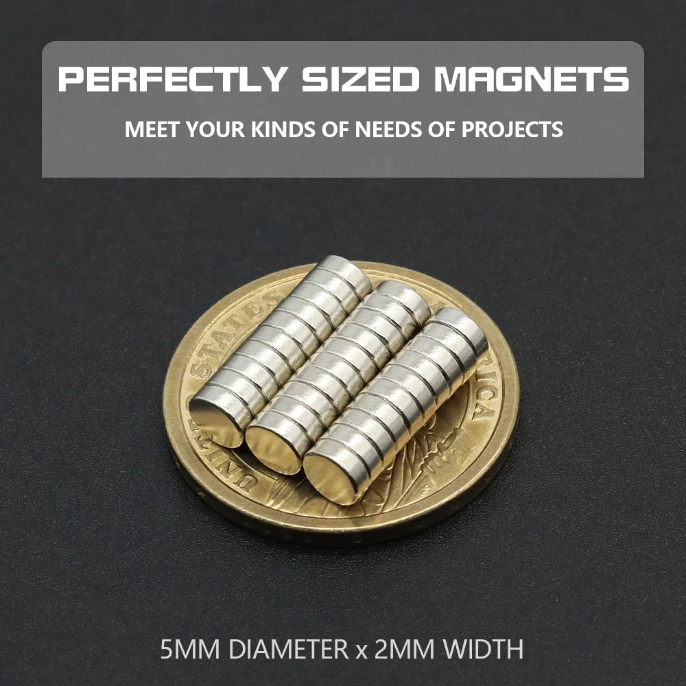 Super Powerful round Neodymium Magnet NdFeB N35 Strong Permanent Magnetic Imans for Refrigerator Various Sizes 2x2/4x2/5x1/6x2/8