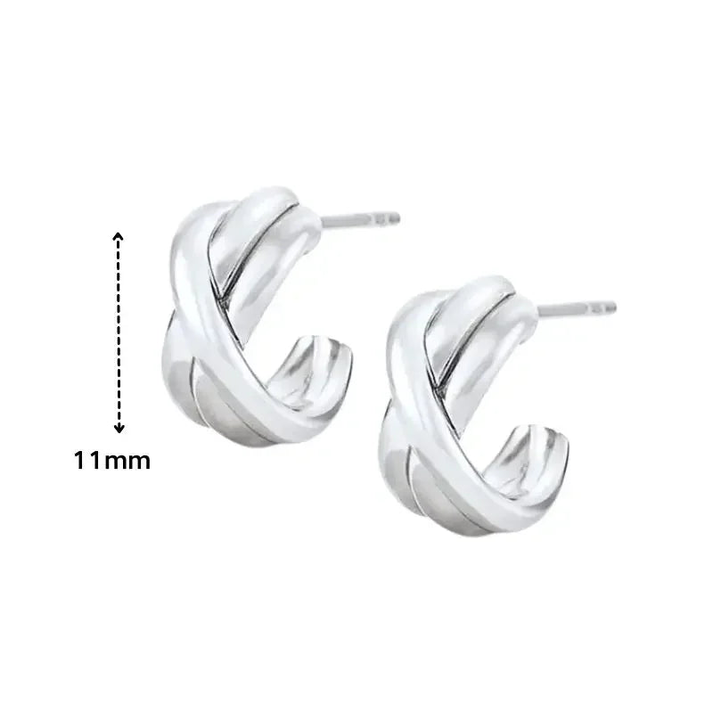 Cartilage 925 Silver Earrings Fashion C-shaped Zircon ear studs European American Geometric Piercing Earrings For Women Jewelry