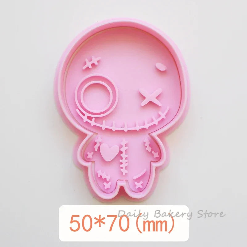 Halloween Skull Cookie Cutters PLA Cartoon Pressable Gingerbread Man Biscuit Stamp Chocolate Mold Cake Decorating Tools