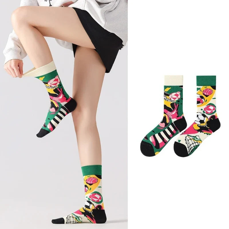 New Creative Cartoon Dog Ins Animal Trendy Socks Jacquard Cotton Socks Couple Mid length Fashion Skateboarding Socks