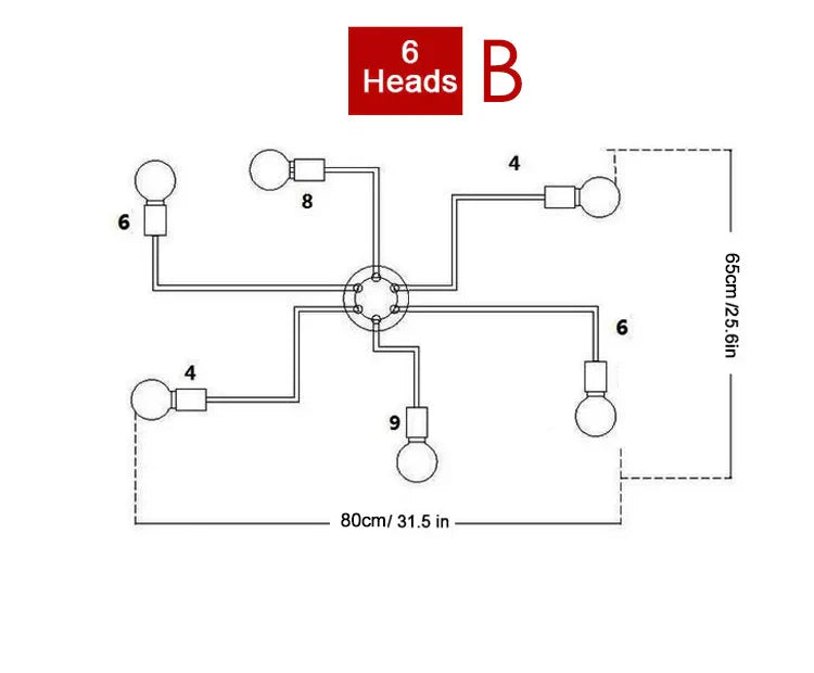4/6/8 Heads Multiple Rod Wrought Iron Ceiling Light Retro Industrial Loft Nordic Dome Lamp for Home Decor Dinning Cafe Bar