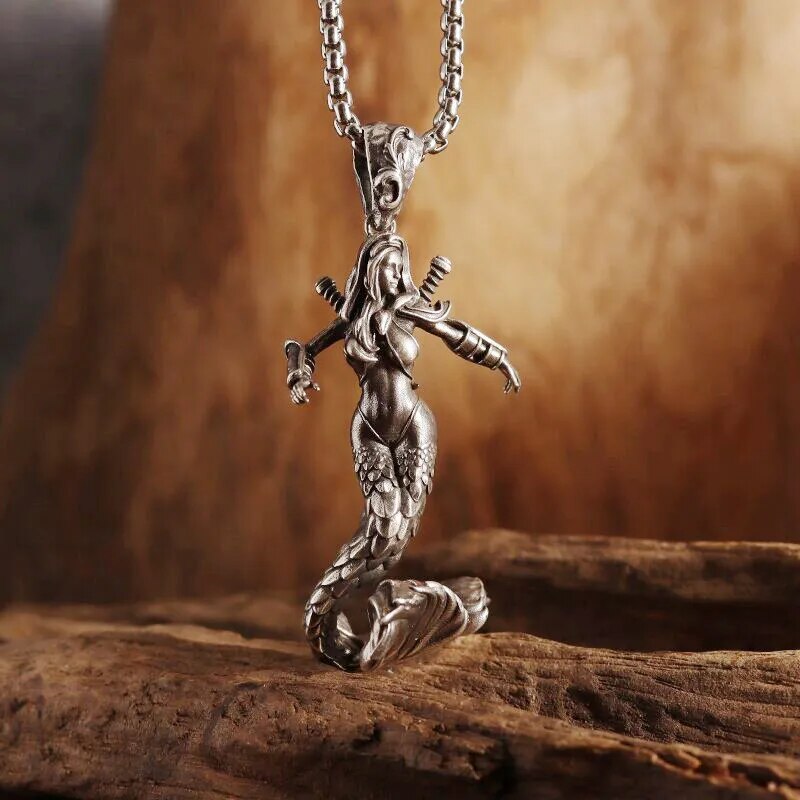 Gothic Wings Grim Reaper Pendant Half Body Skull Necklace Biker Punk Rock Jewelry Halloween Gift